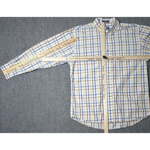 Pendleton Broadway Cloth Long Sleeve Button Down Shirt Blue Plaid Men's Large - Picture 3 of 4